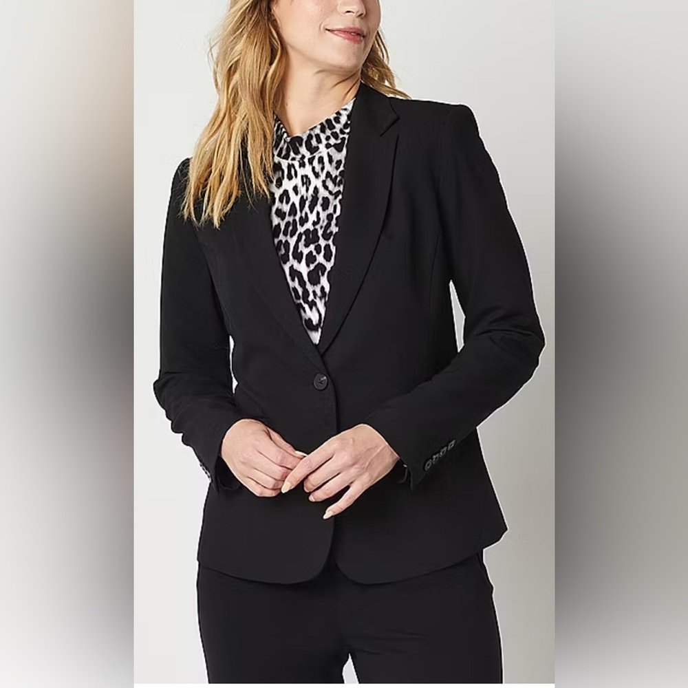 H&M Classic Black Blazer with Structured Silhouette Size 10 Button Sleeve Detail